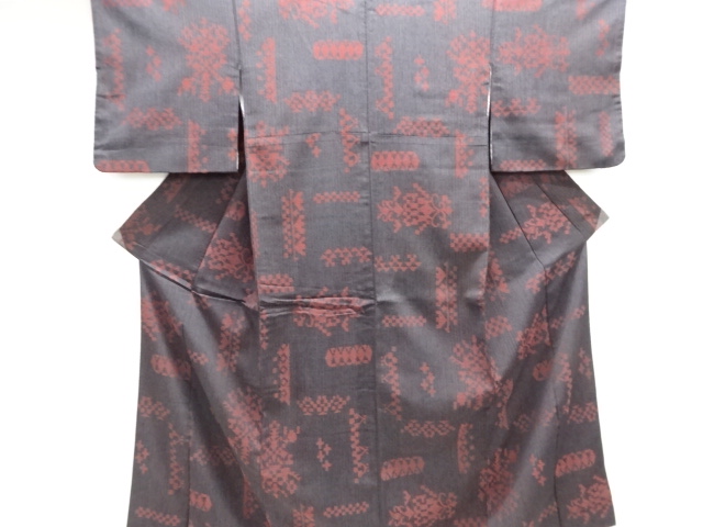 JAPANESE KIMONO / ANTIQUE OMESHI / TAISHO ROMAN STYLE / WOVEN SARASA PATTERN